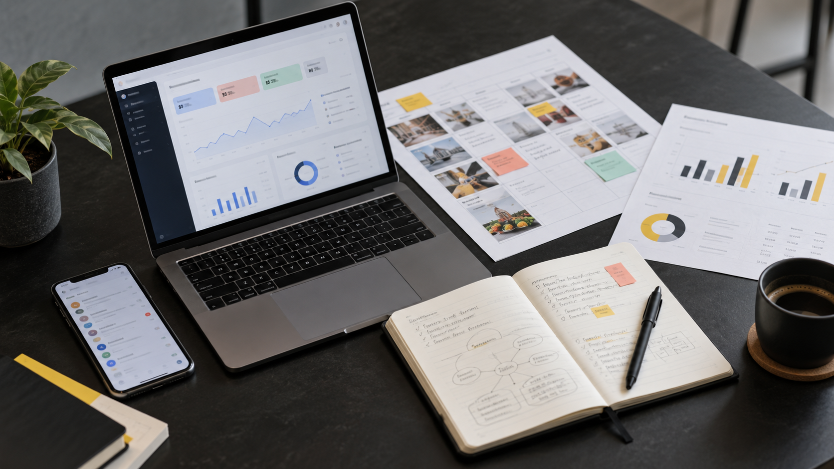 Un espace de travail réunissant différents outils marketing encore dispersés